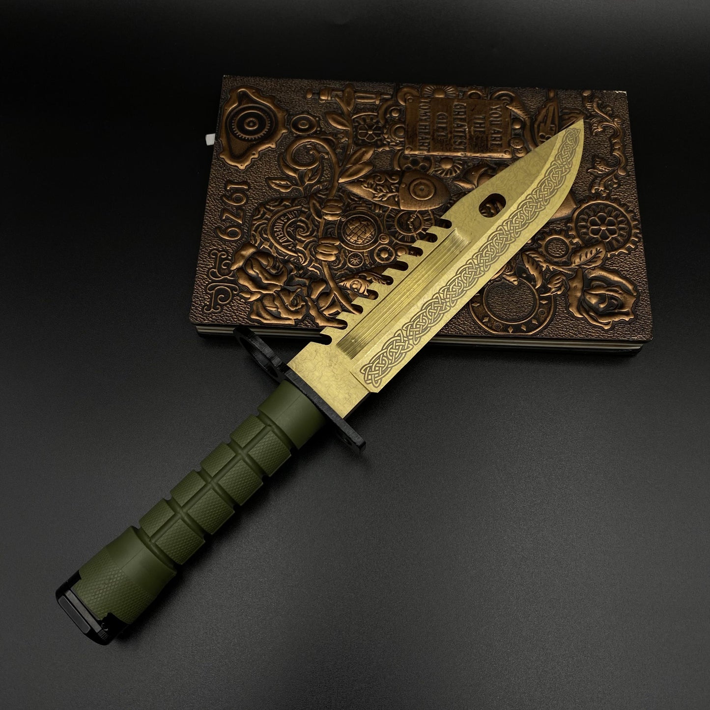 Life-Size CS Lore Skin M9 Bayonet 420 Steel Dull Blade Replica For Collection