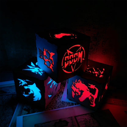 MH Dragon Cat Wood Cube Light Desk Decor