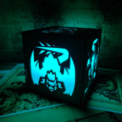 MH Dragon Cat Wood Cube Light Desk Decor