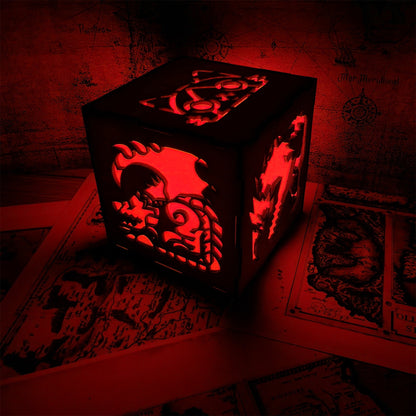 MH Dragon Cat Wood Cube Light Desk Decor