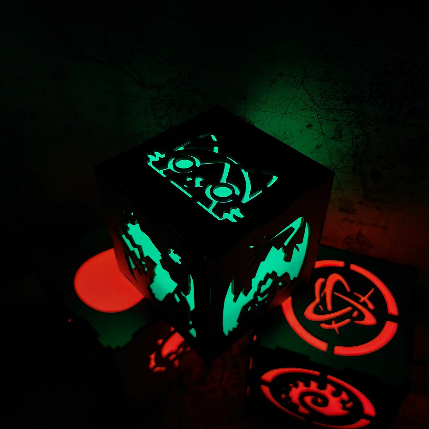 MH Dragon Cat Wood Cube Light Desk Decor