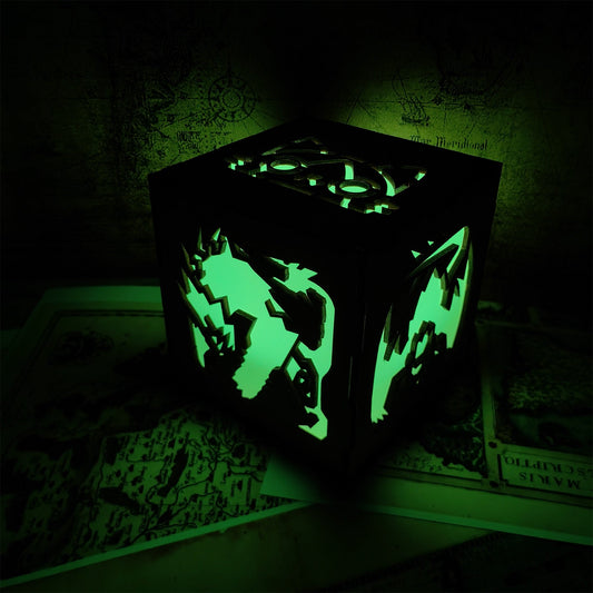 MH Dragon Cat Wood Cube Light Desk Decor