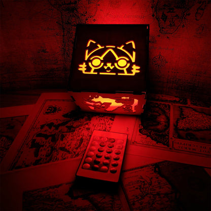 MH Dragon Cat Wood Cube Light Desk Decor