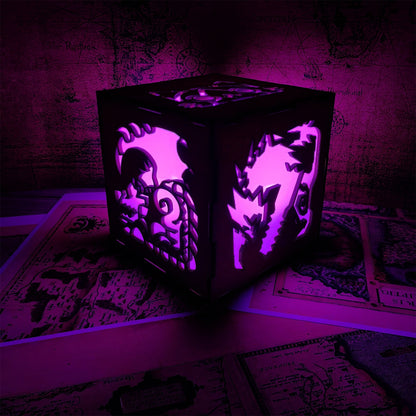 MH Dragon Cat Wood Cube Light Desk Decor