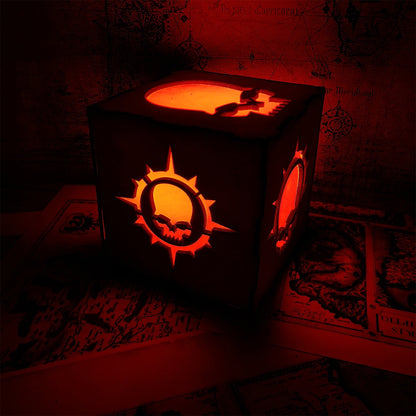 MH Skull Pattern Wood Cube Light Desk Decor