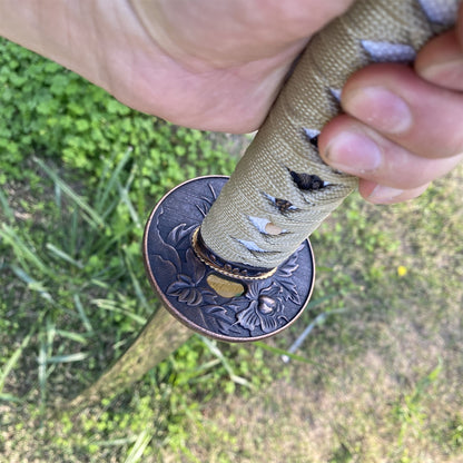 Traditional Japanese Katana Magpie Playing With Plum Blossoms