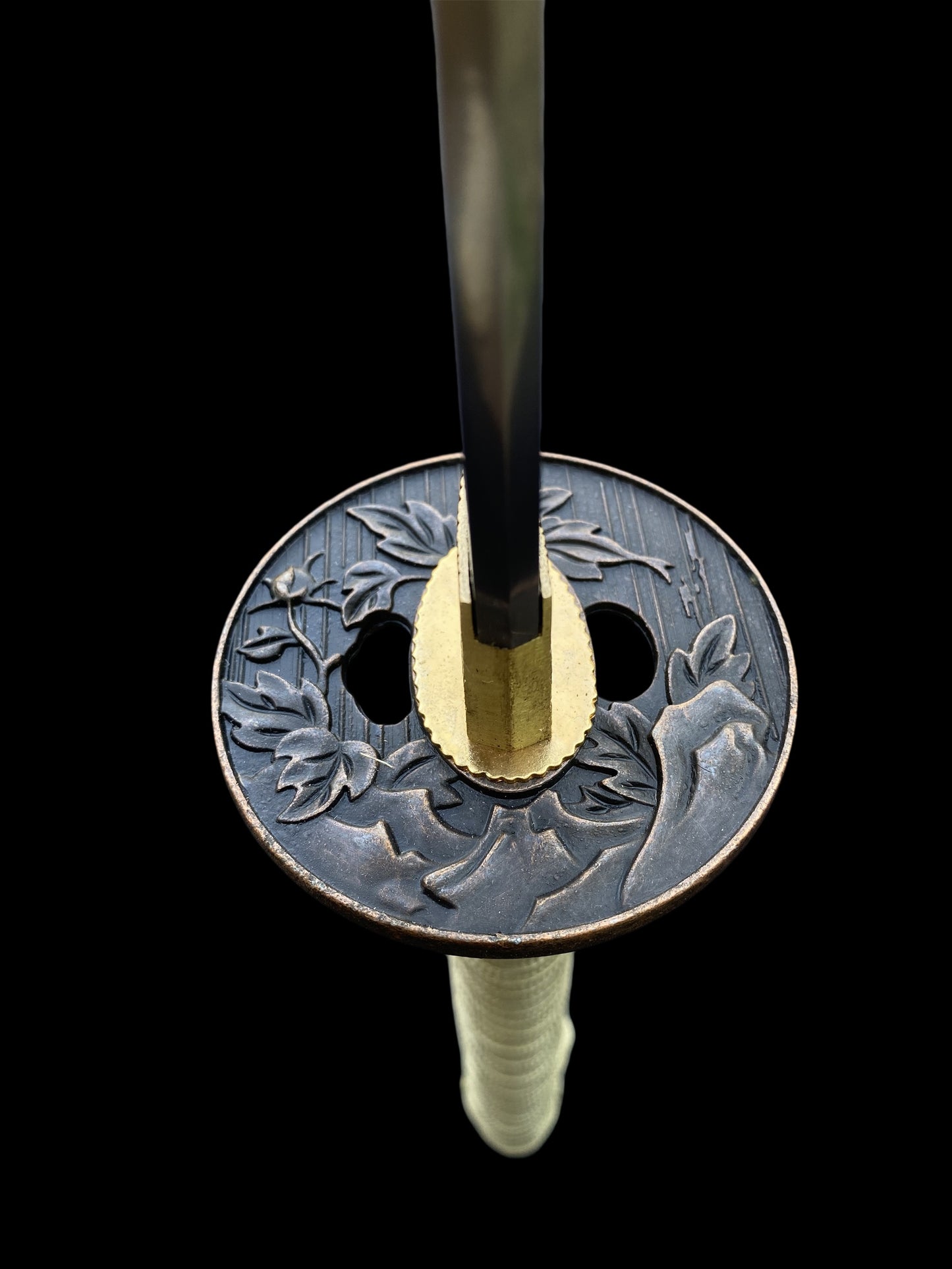 Traditional Japanese Katana Magpie Playing With Plum Blossoms