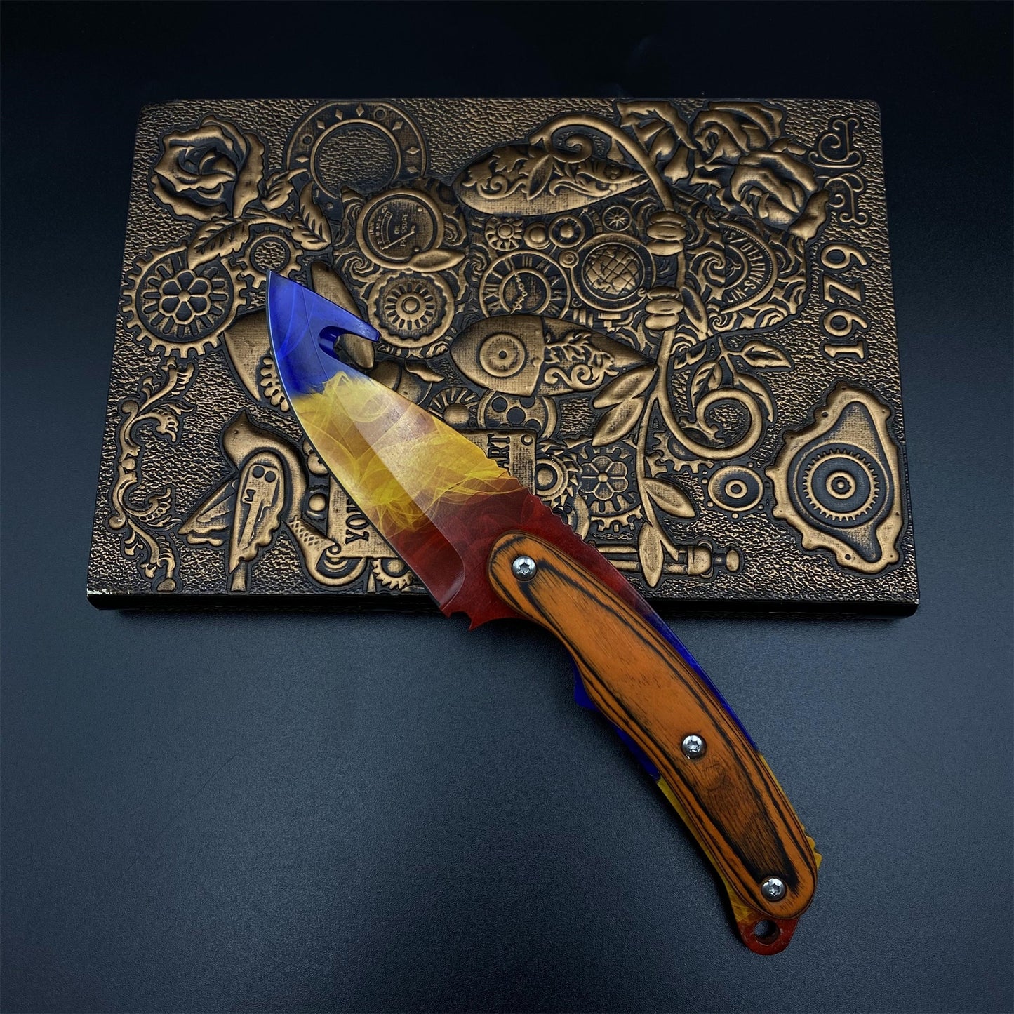420 Steel CS Marble Fade Skin Gut Knife Outdoor Camping Knife For Collection