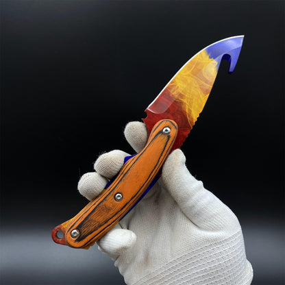 420 Steel CS Marble Fade Skin Gut Knife Outdoor Camping Knife For Collection