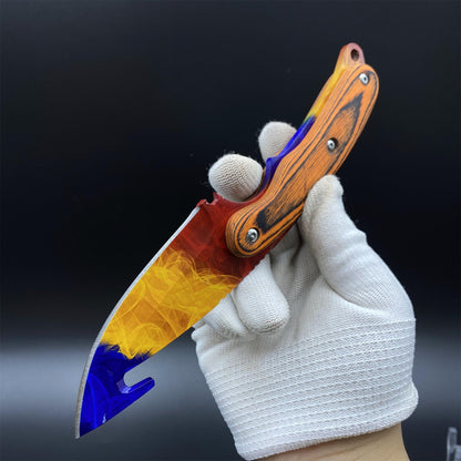 420 Steel CS Marble Fade Skin Gut Knife Outdoor Camping Knife For Collection