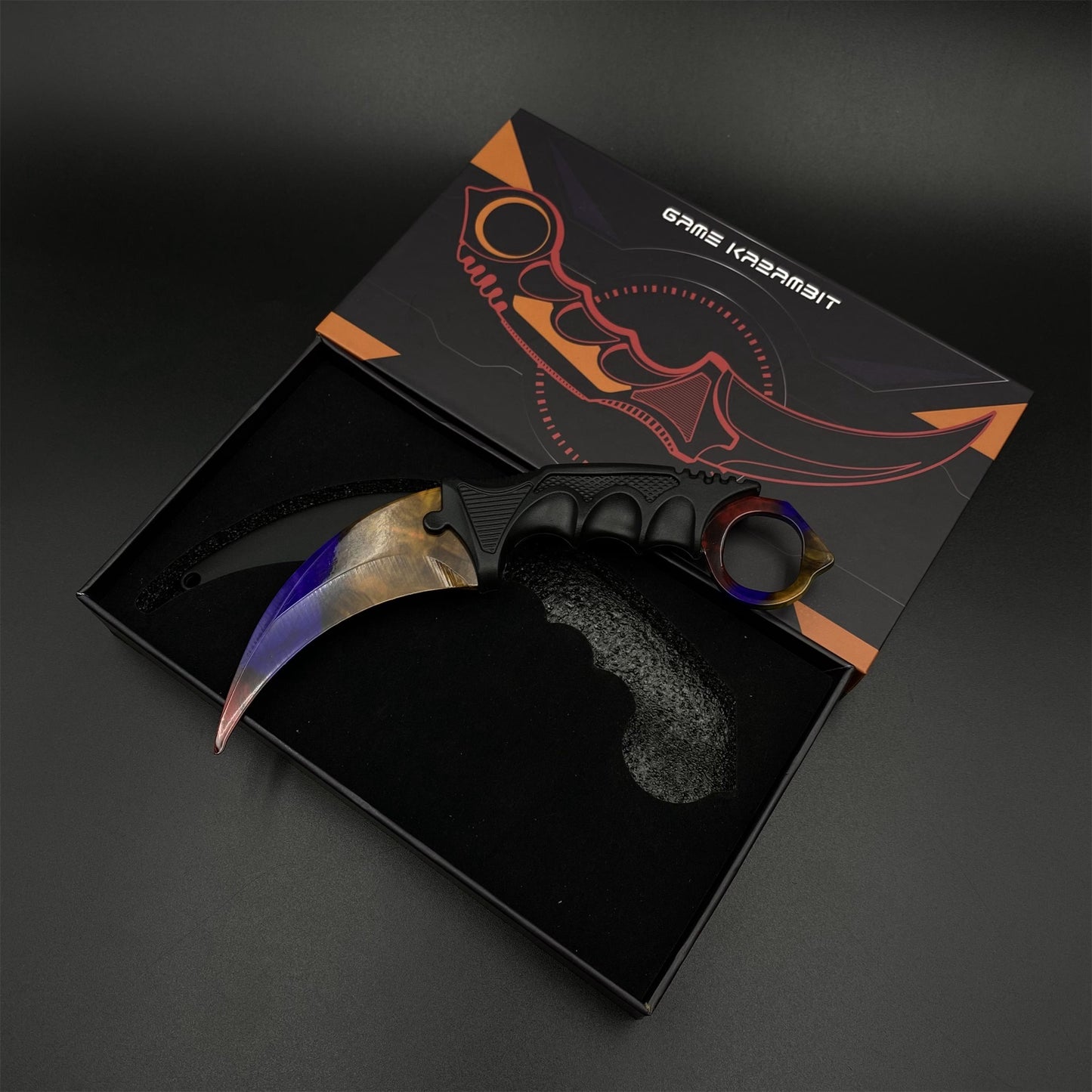 Game Karambit Marble Fade Skin Replica Dull Blade Trainer Knife For Collection