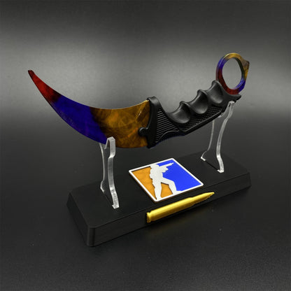 Game Karambit Marble Fade Skin Replica Dull Blade Trainer Knife For Collection