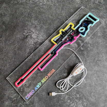 AWP Neo-Noir Sniper Gun Neon Light Wall Decor