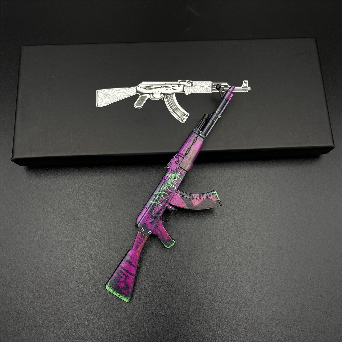 Tiny Gun AK47 Neon Revolution Metal Miniature For Collection