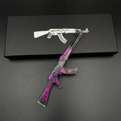 Tiny Gun AK47 Neon Revolution Metal Miniature For Collection