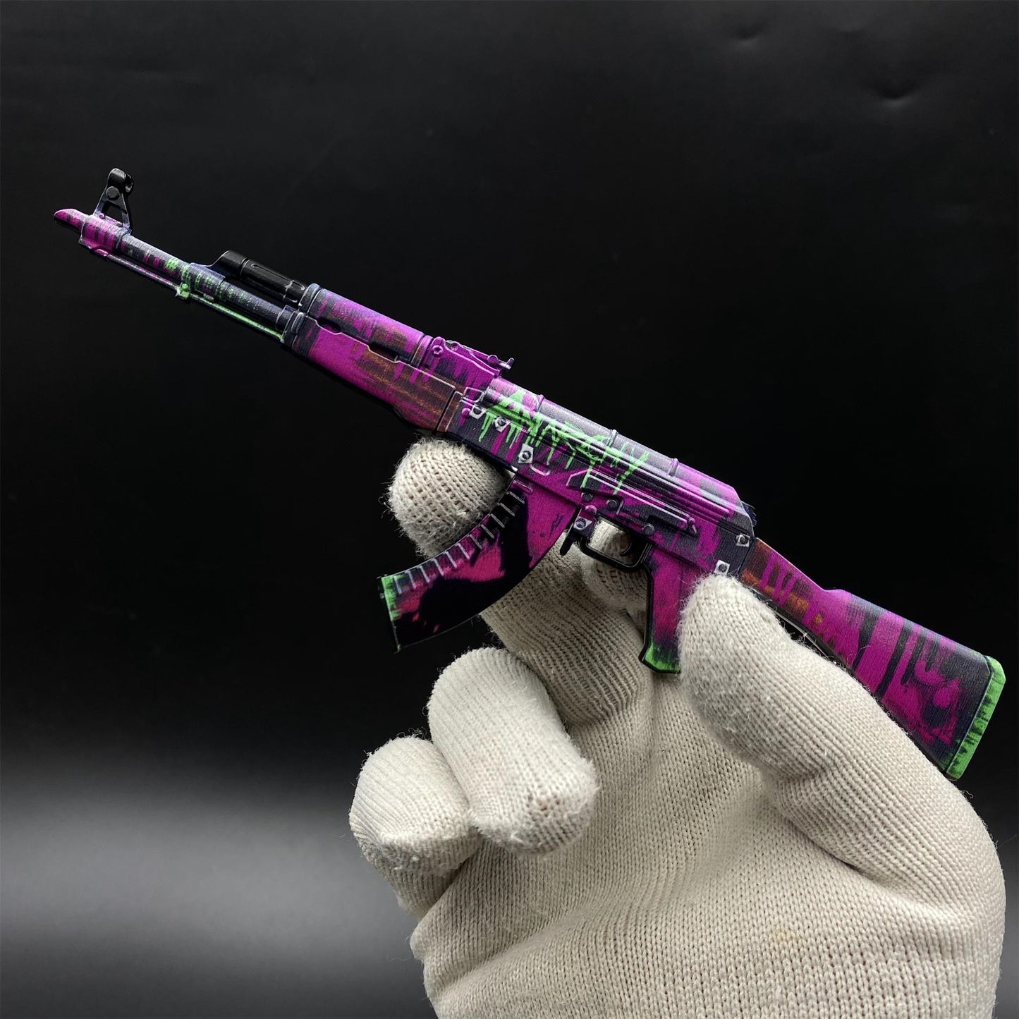 Tiny Gun AK47 Neon Revolution Metal Miniature For Collection