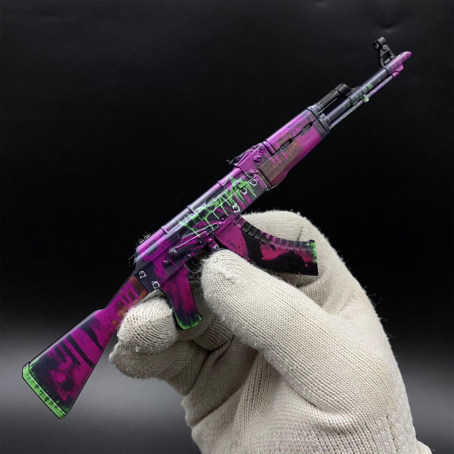 Tiny Gun AK47 Neon Revolution Metal Miniature For Collection