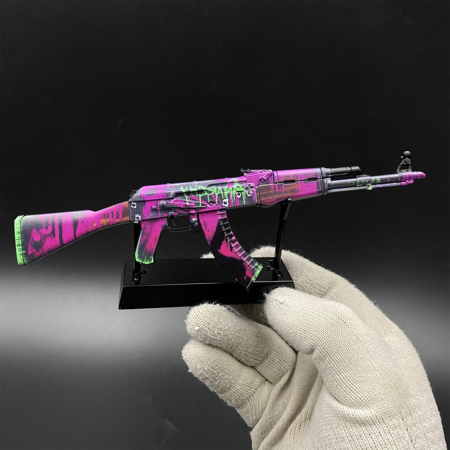 Tiny Gun AK47 Neon Revolution Metal Miniature For Collection