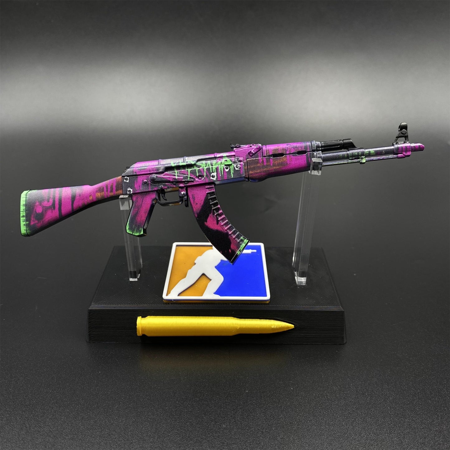 Tiny Gun AK47 Neon Revolution Metal Miniature For Collection