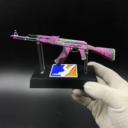 Tiny Gun AK47 Neon Revolution Metal Miniature For Collection