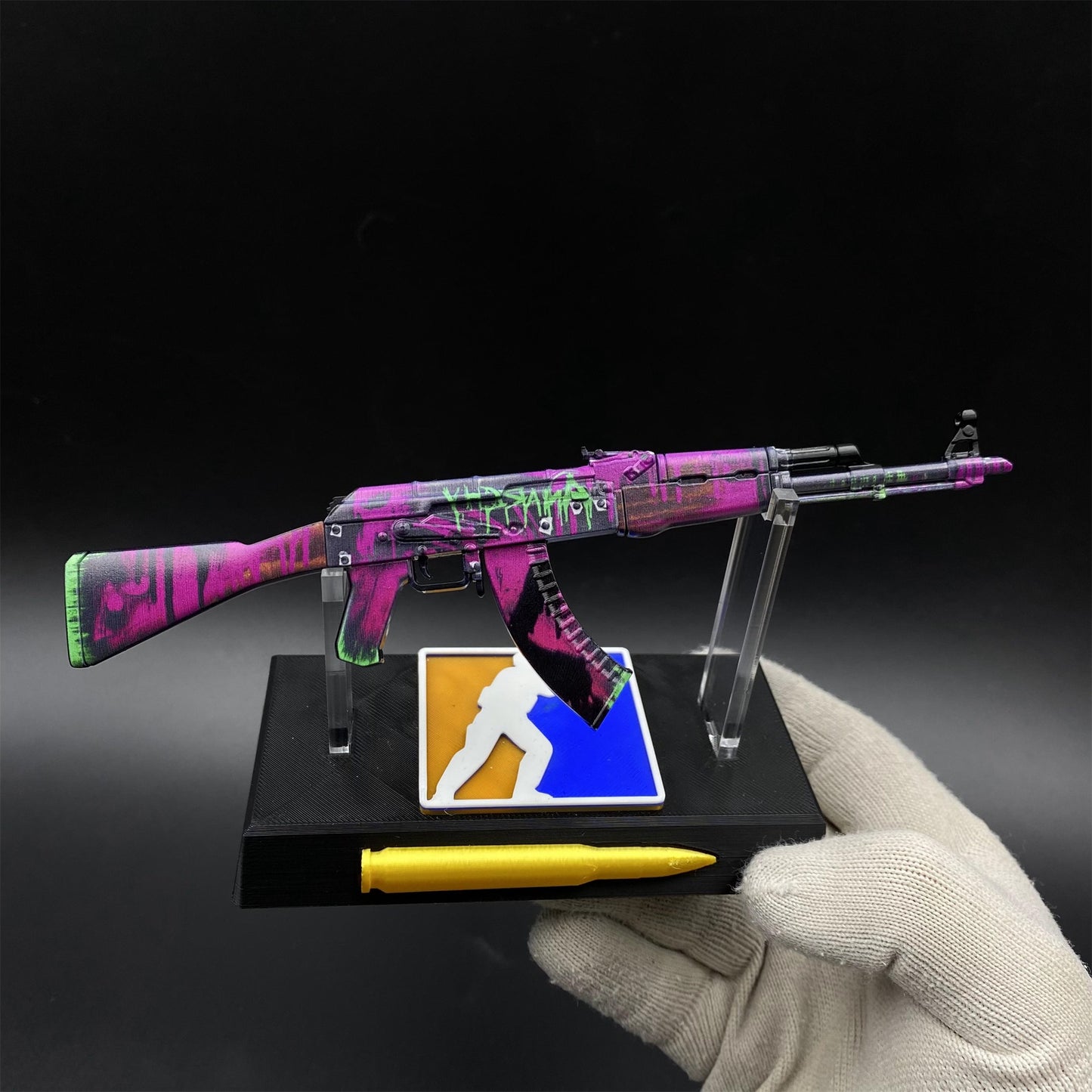 Tiny Gun AK47 Neon Revolution Metal Miniature For Collection