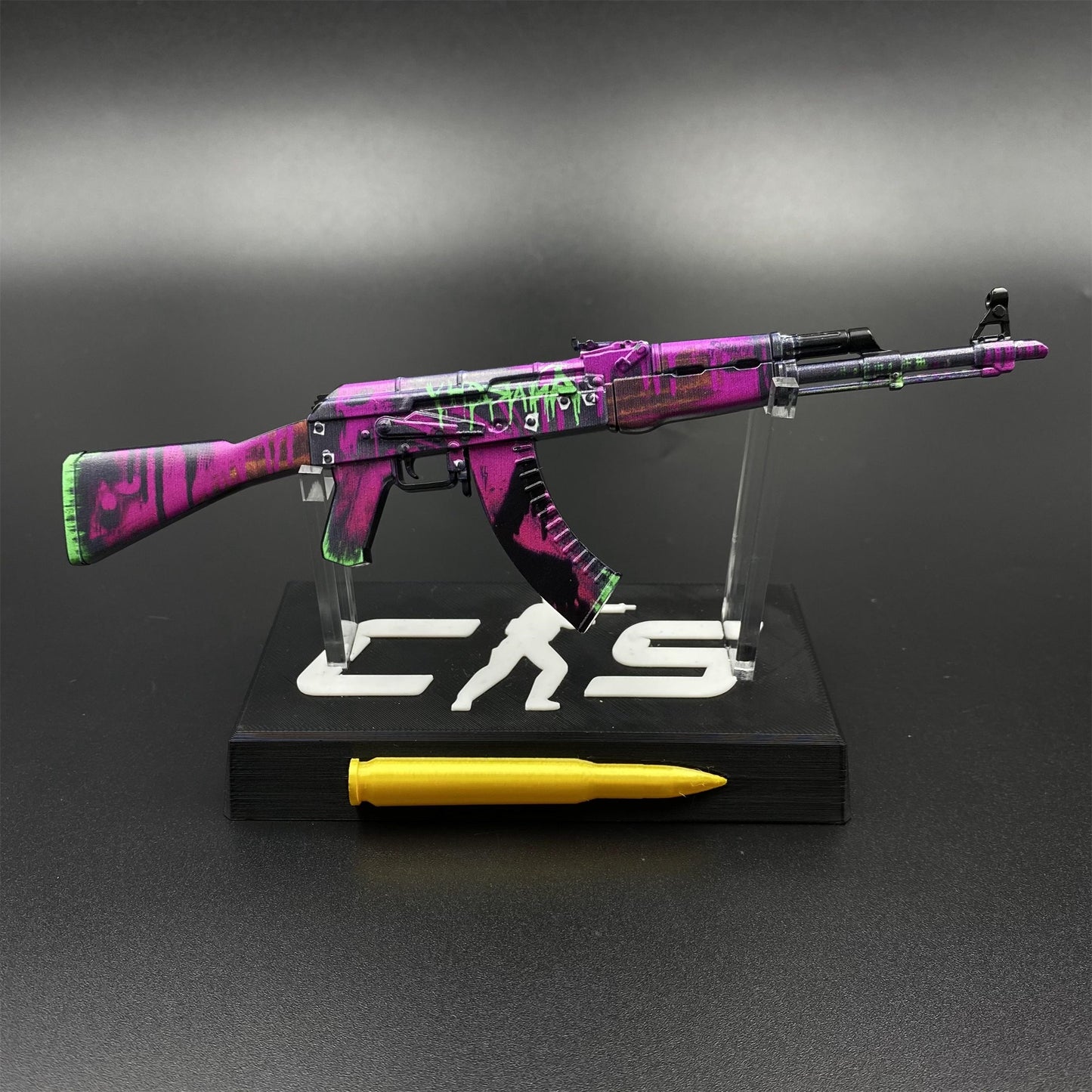 Tiny Gun AK47 Neon Revolution Metal Miniature For Collection