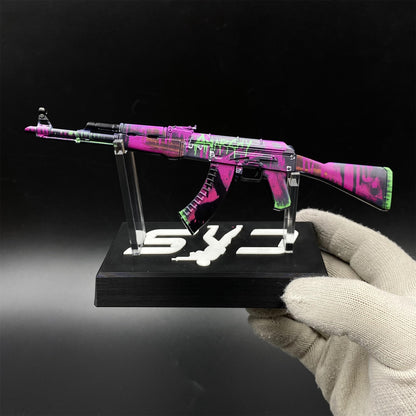 Tiny Gun AK47 Neon Revolution Metal Miniature For Collection