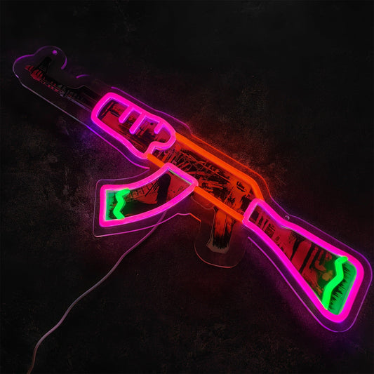 AK47 Neon Revolution 3D Colorful Neon Light Wall Decor