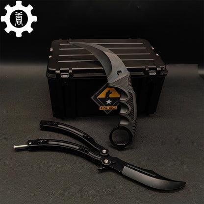 Night Skin Karambit & Balisong Black Weapon Case Blunt Blade Props