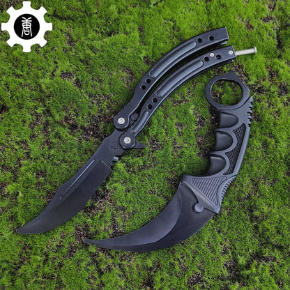 Night Skin Karambit & Balisong Black Weapon Case Blunt Blade Props
