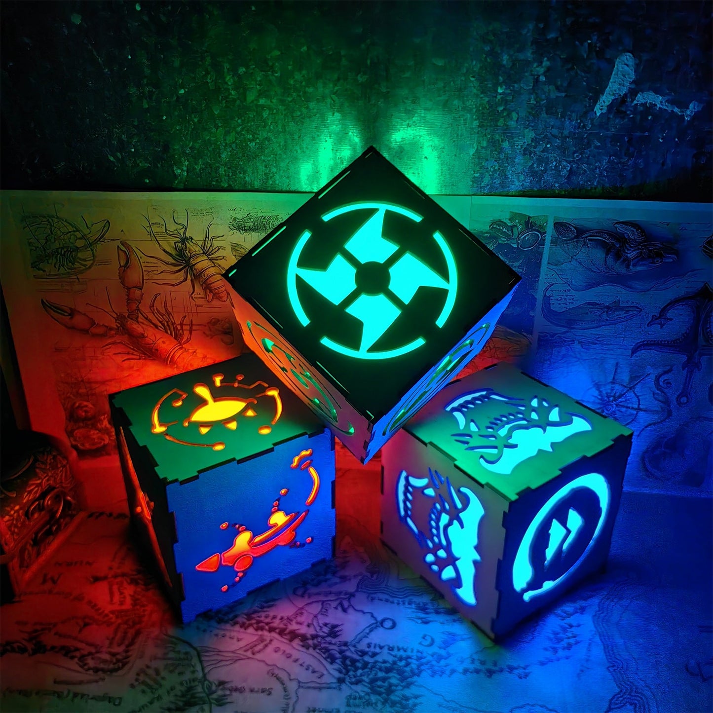 Ninja Eye Inspired Wooden Lantern Desk Decor