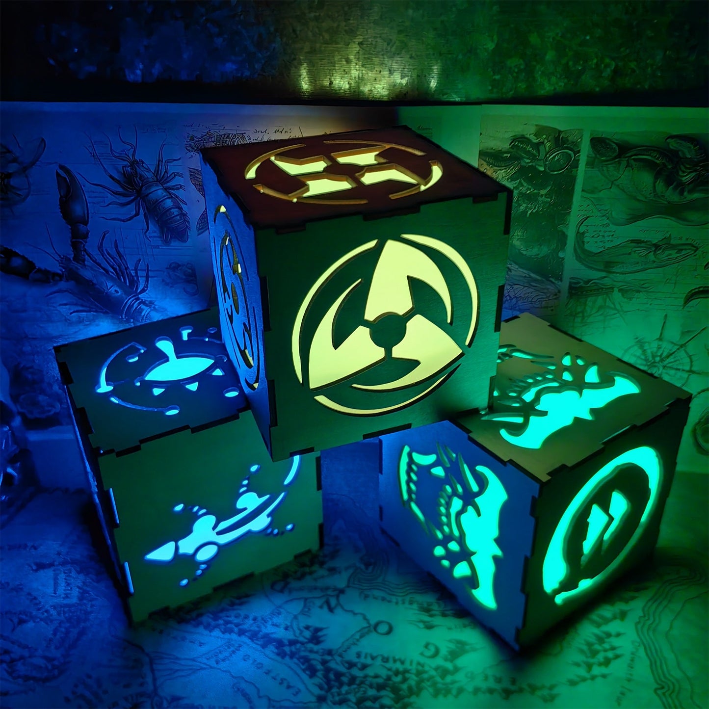 Ninja Eye Inspired Wooden Lantern Desk Decor