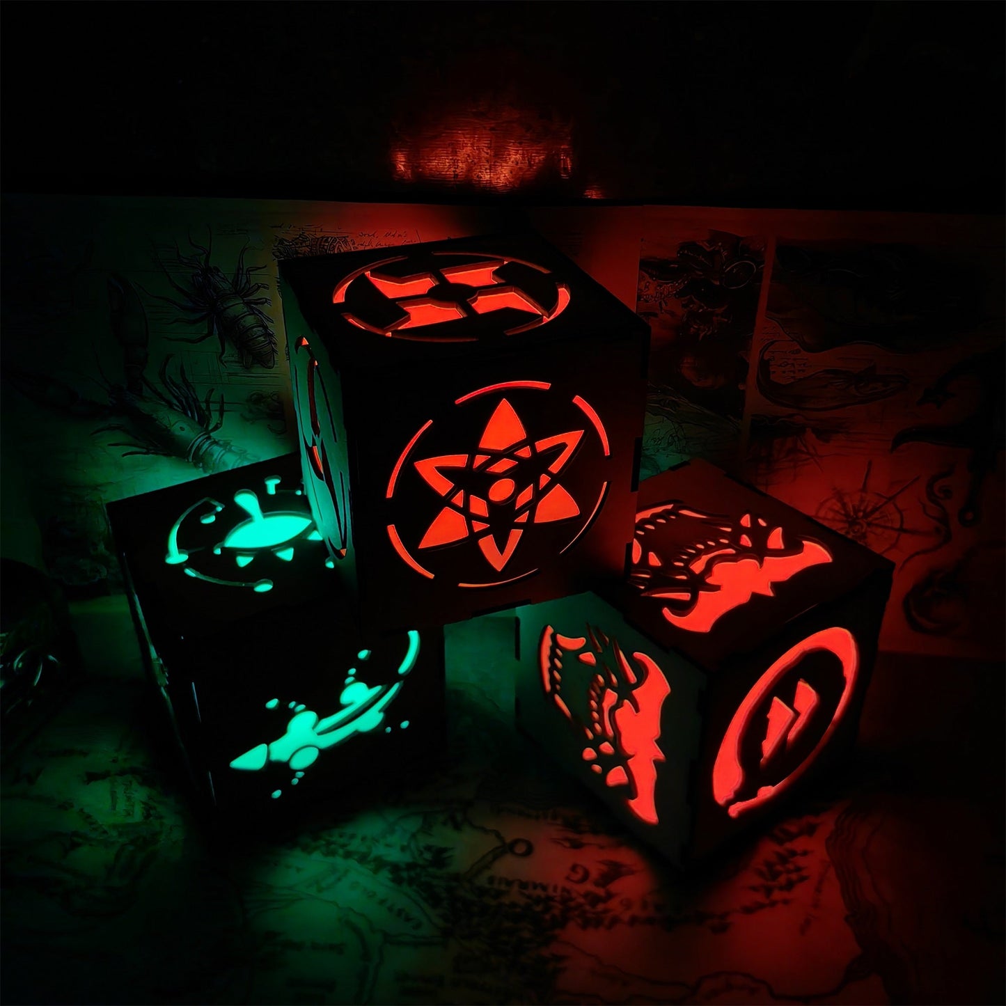 Ninja Eye Inspired Wooden Lantern Desk Decor