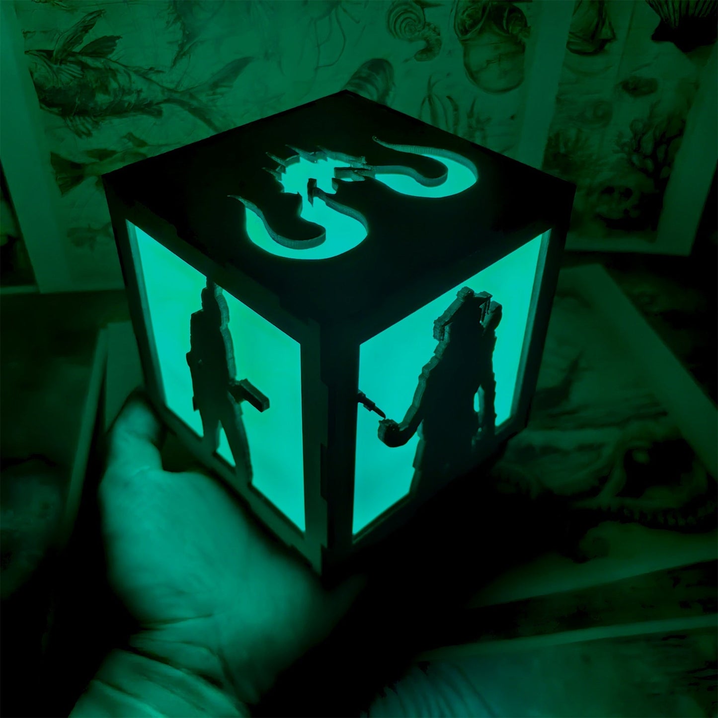 Octane Valkyrie Wood Cube Light Desk Decor