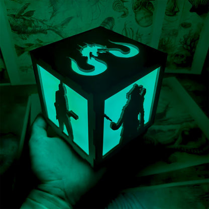 Octane Valkyrie Wood Cube Light Desk Decor