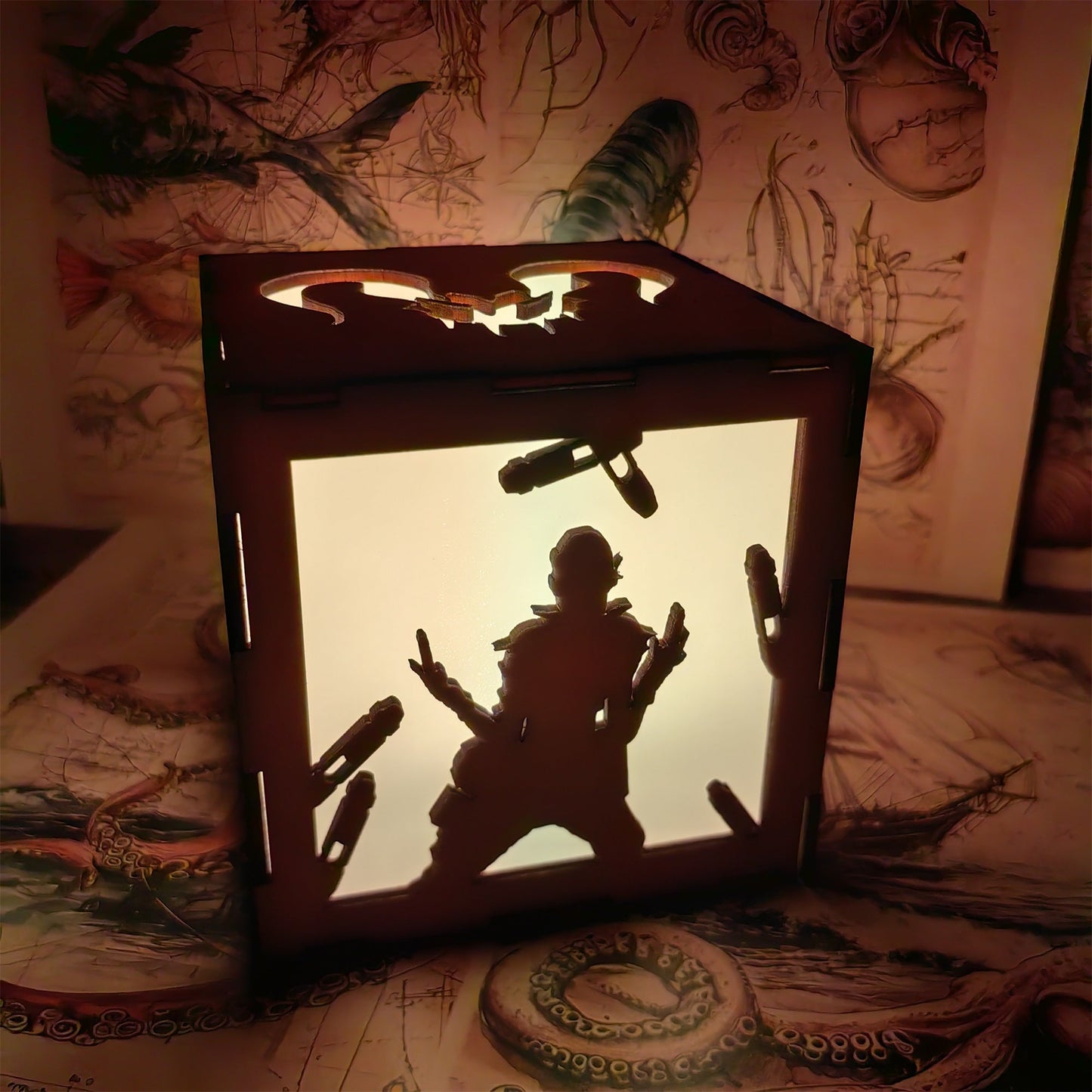 Octane Valkyrie Wood Cube Light Desk Decor