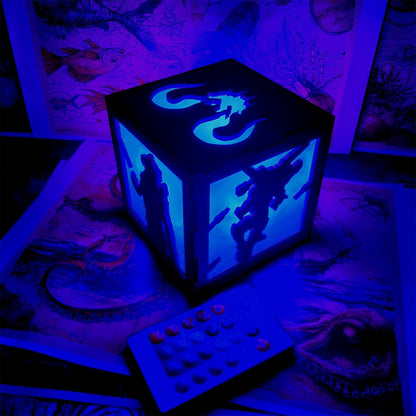 Octane Valkyrie Wood Cube Light Desk Decor