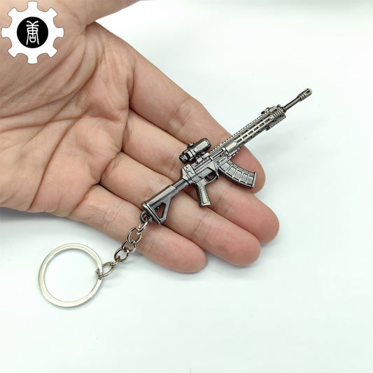 Tiny QBZ-191 Automatic Rifle Metal Keychain