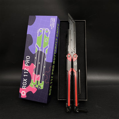 RGX Knife Metal Blunt Blade RGX Butterfly Knife Trainer Game Knife Replica