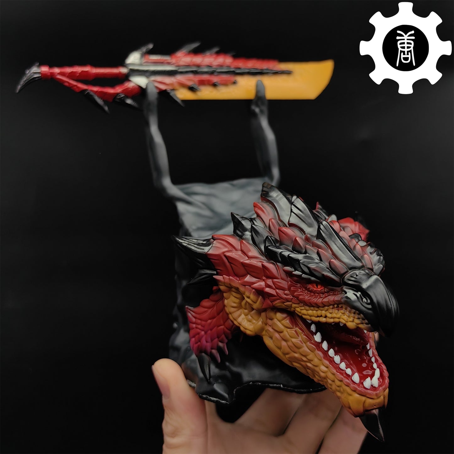 3D Printed Rathalos Head Halberion Blade Gamepad Controller Stand