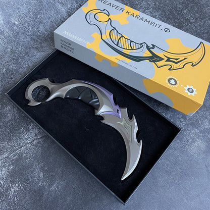 Metal Purple Reaver Karambit Blunt Blade Trainer Cosplay Prop Collectibles
