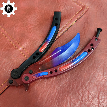 Red Doppler Game Butterfly Knife Metal Balisong
