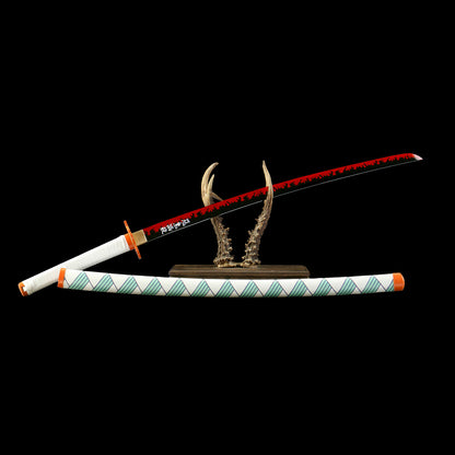 Handmade Rengoku Flame Breathing Nichirin Sword Carbon Steel Katana For Collection