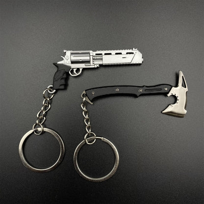 RE9 Leon Tactical Axe Requiem Revolver Metal Keychain