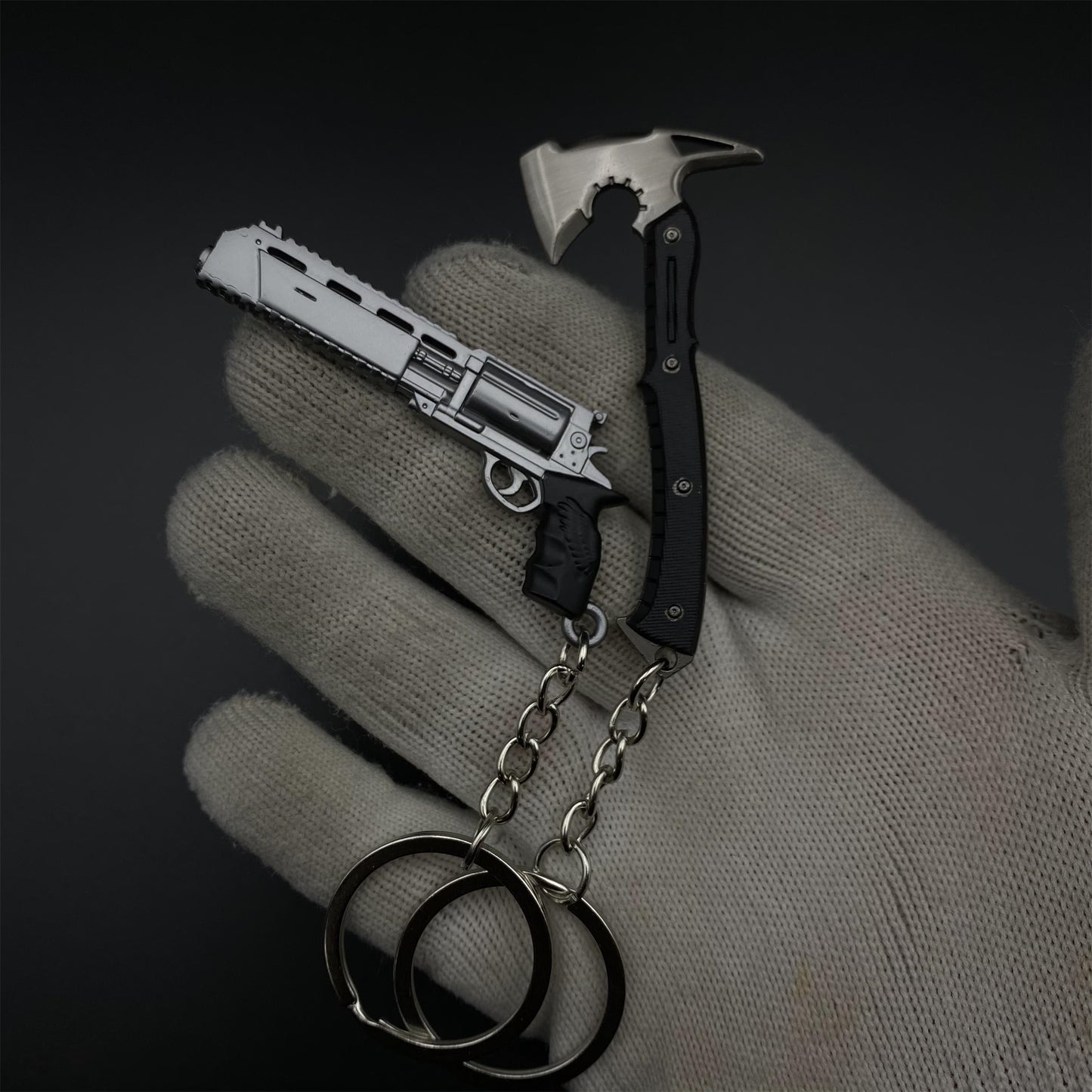 RE9 Leon Tactical Axe Requiem Revolver Metal Keychain
