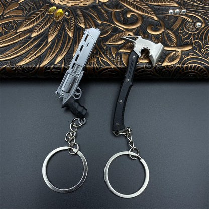 RE9 Leon Tactical Axe Requiem Revolver Metal Keychain