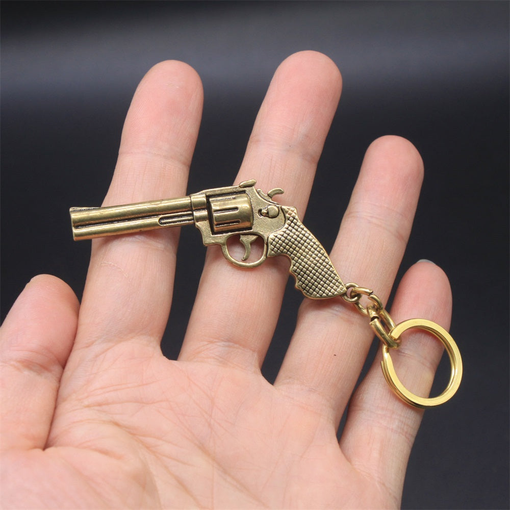 Pure Brass Pendant Arthur Revolver Keychain 6.2CM/2.4" Leones
