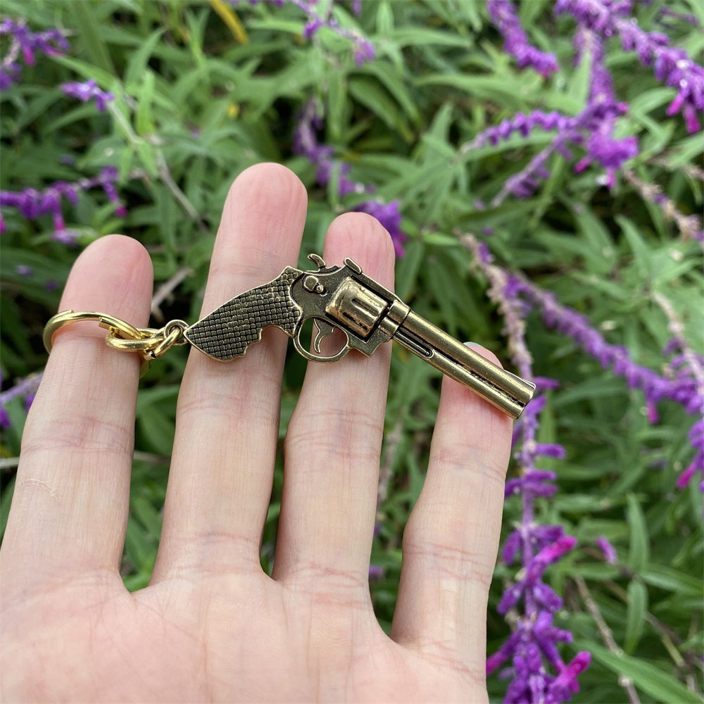 Pure Brass Pendant Arthur Revolver Keychain 6.2CM/2.4" Leones