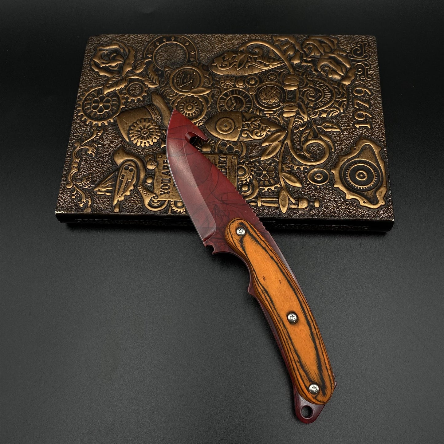 420 Steel CS Ruby Skin Gut Knife Outdoor Camping Knife For Collection