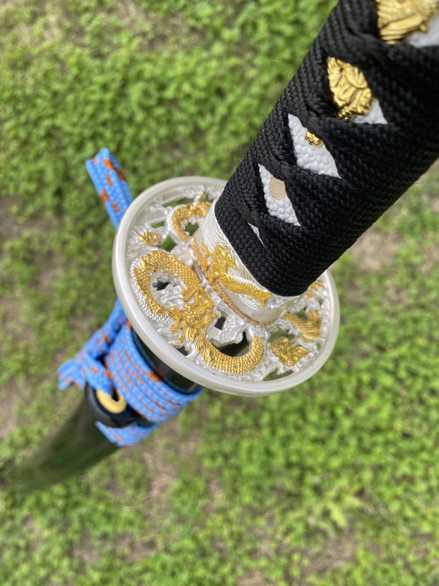 Blue Dragon Blade Samurai Katana - Dragon Engraved Blade